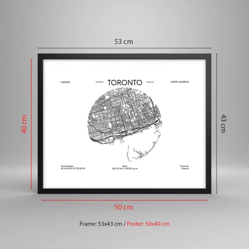 Poster in black frame - Anatomy of Toronto - 50x40 cm