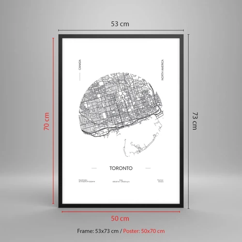 Poster in black frame - Anatomy of Toronto - 50x70 cm