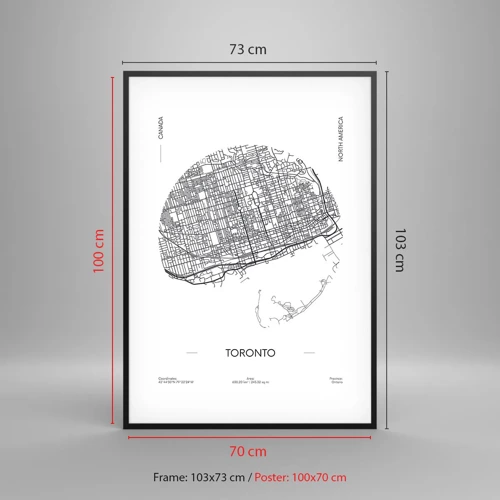 Poster in black frame - Anatomy of Toronto - 70x100 cm