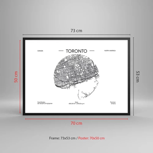 Poster in black frame - Anatomy of Toronto - 70x50 cm