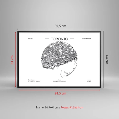 Poster in black frame - Anatomy of Toronto - 91x61 cm