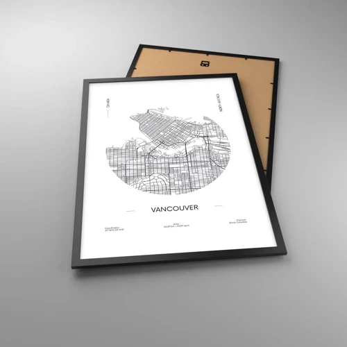 Poster in black frame - Anatomy of Vancouver - 50x70 cm