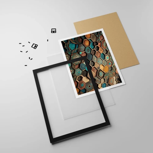 Poster in black frame - Arabic Ornaments - Variation - 50x70 cm