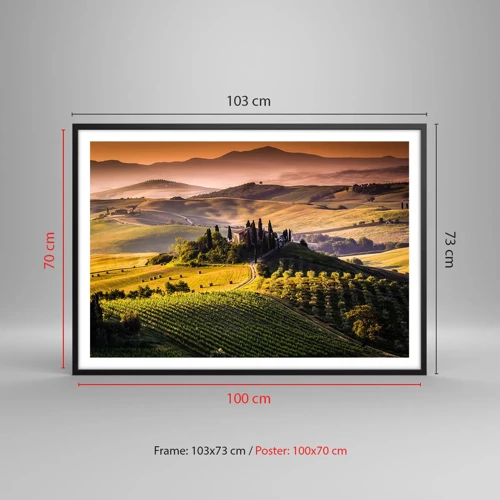 Poster in black frame - Arcadia - Tuscan Landscape - 100x70 cm