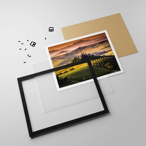 Poster in black frame - Arcadia - Tuscan Landscape - 100x70 cm