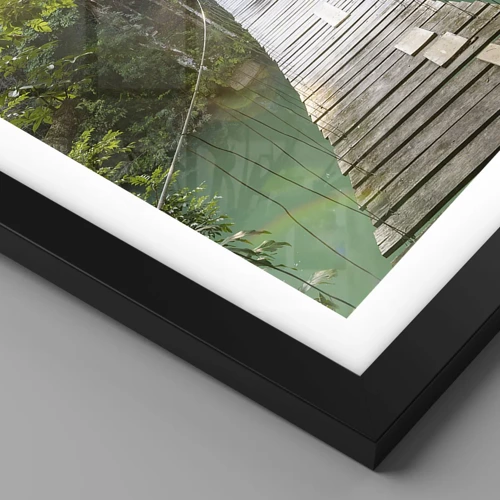 Poster in black frame - Azure Water in Azure Forest - 30x40 cm
