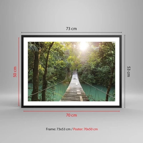 Poster in black frame - Azure Water in Azure Forest - 70x50 cm