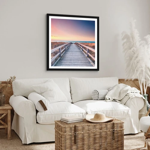 Poster in black frame - Baltic Evening Aurora - 30x30 cm