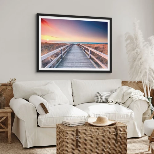 Poster in black frame - Baltic Evening Aurora - 70x50 cm