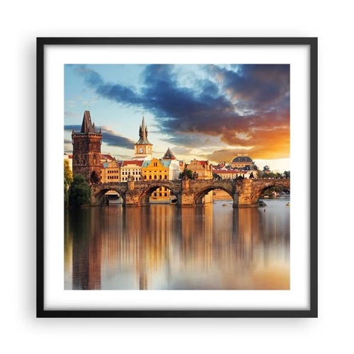 Poster in black frame - Beautiful Prague - 50x50 cm