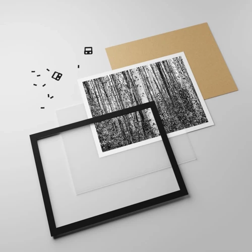 Poster in black frame - Birch Colonnade - 100x70 cm