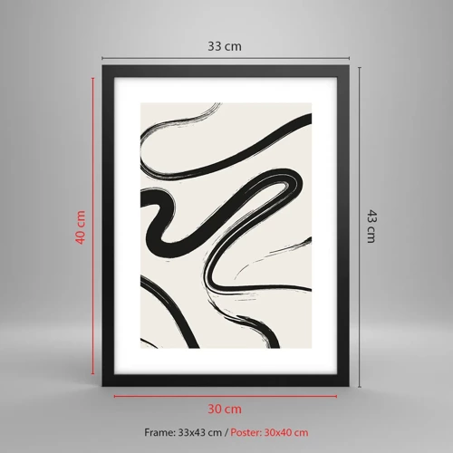 Poster in black frame - Black and White Fancy - 30x40 cm