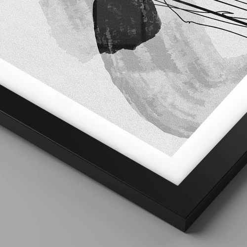 Poster in black frame - Black and White Organic Abstraction - 30x30 cm