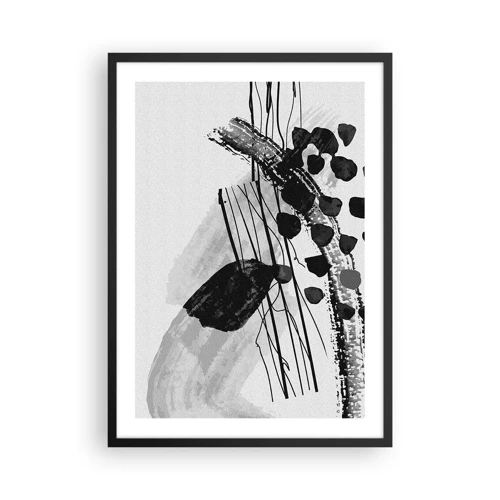 Poster in black frame - Black and White Organic Abstraction - 50x70 cm