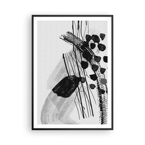 Poster in black frame - Black and White Organic Abstraction - 70x100 cm