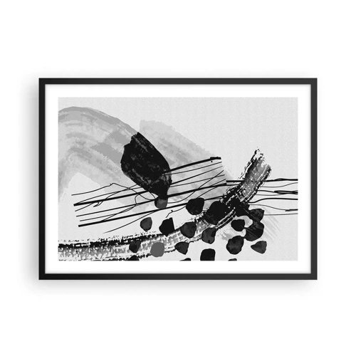 Poster in black frame - Black and White Organic Abstraction - 70x50 cm