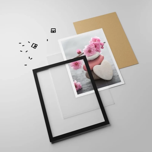 Poster in black frame - Bliss with Cherry Blossom - 50x70 cm