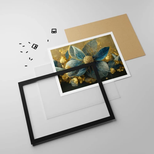 Poster in black frame - Blossoming in Gold - 100x70 cm