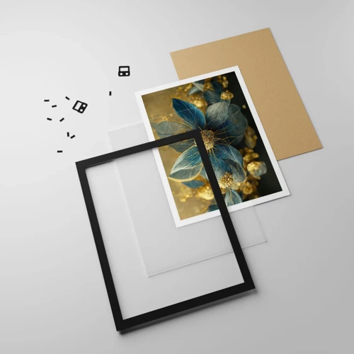 Poster in black frame - Blossoming in Gold - 30x40 cm