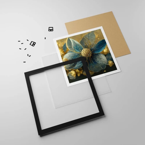 Poster in black frame - Blossoming in Gold - 50x50 cm