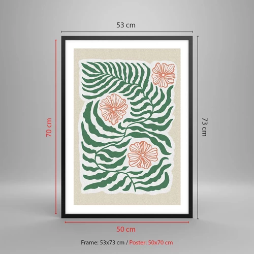 Poster in black frame - Blossoming in Green - 50x70 cm