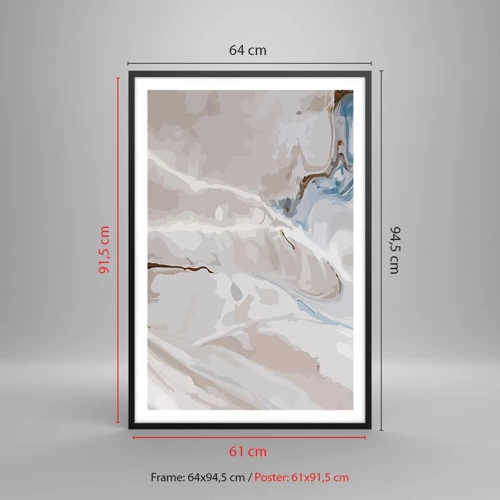 Poster in black frame - Blue Meanders under White - 61x91 cm