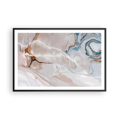 Poster in black frame - Blue Meanders under White - 91x61 cm