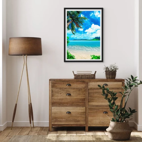 Poster in black frame - Blue Tropics - 50x70 cm