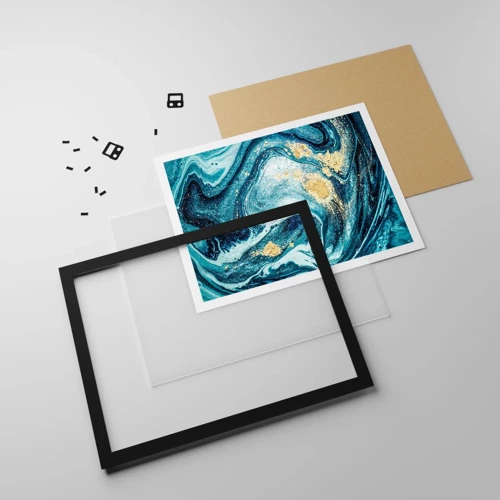 Poster in black frame - Blue Whirl - 50x40 cm