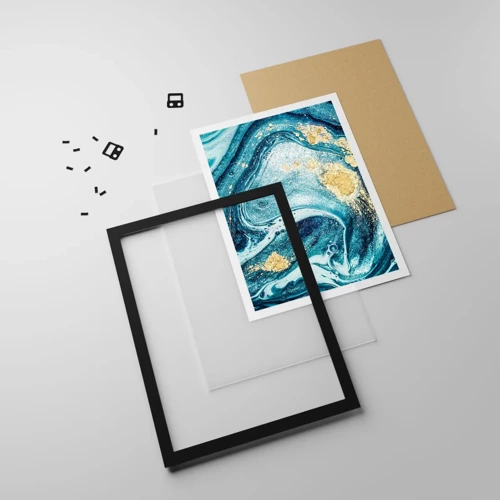 Poster in black frame - Blue Whirl - 61x91 cm