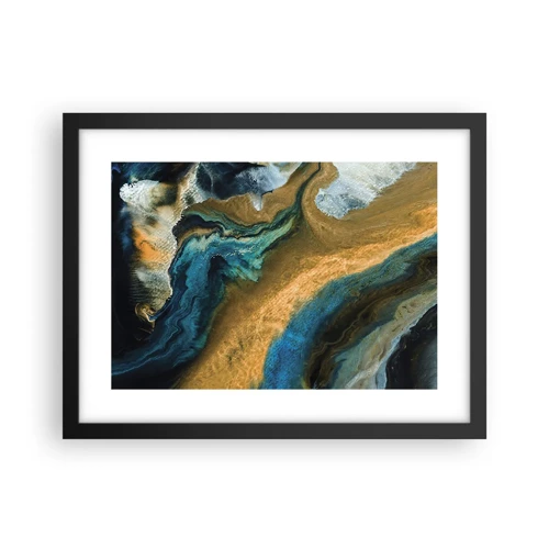 Poster in black frame - Blue -Yellow - Mutal Influences - 40x30 cm