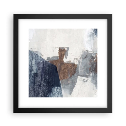 Poster in black frame - Blue and Brown Shapes - 30x30 cm