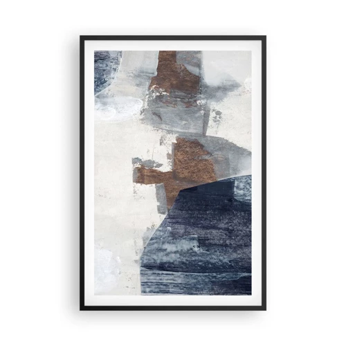 Poster in black frame - Blue and Brown Shapes - 61x91 cm