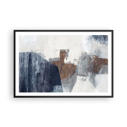 Poster in black frame - Blue and Brown Shapes - 91x61 cm