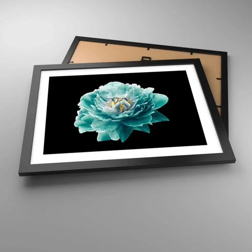 Poster in black frame - Blue and Gold Petals - 40x30 cm