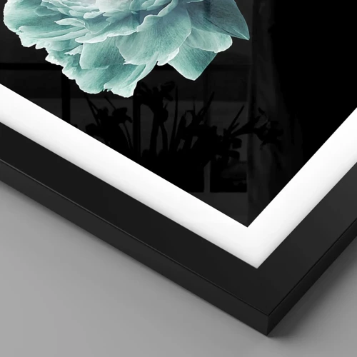 Poster in black frame - Blue and Gold Petals - 40x30 cm