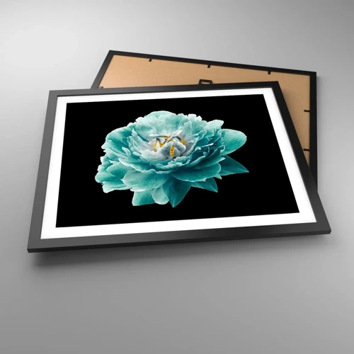 Poster in black frame - Blue and Gold Petals - 50x40 cm