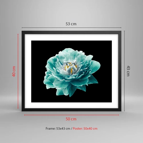 Poster in black frame - Blue and Gold Petals - 50x40 cm