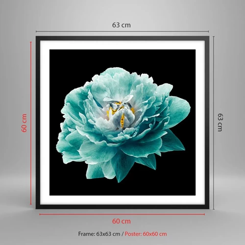 Poster in black frame - Blue and Gold Petals - 60x60 cm