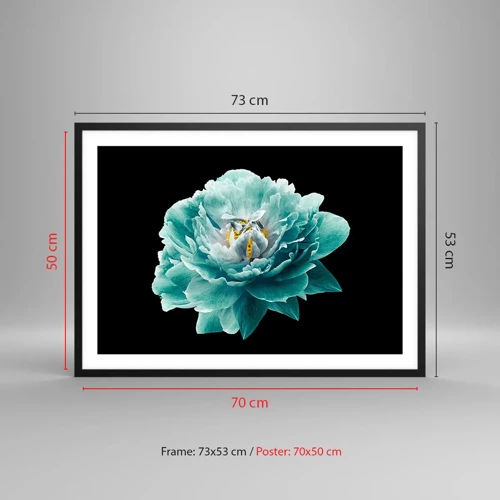 Poster in black frame - Blue and Gold Petals - 70x50 cm