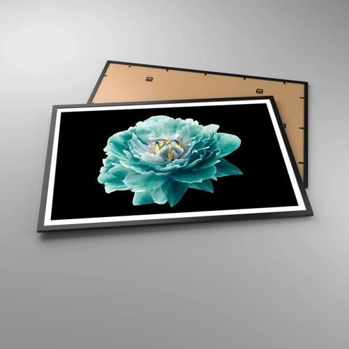 Poster in black frame - Blue and Gold Petals - 91x61 cm