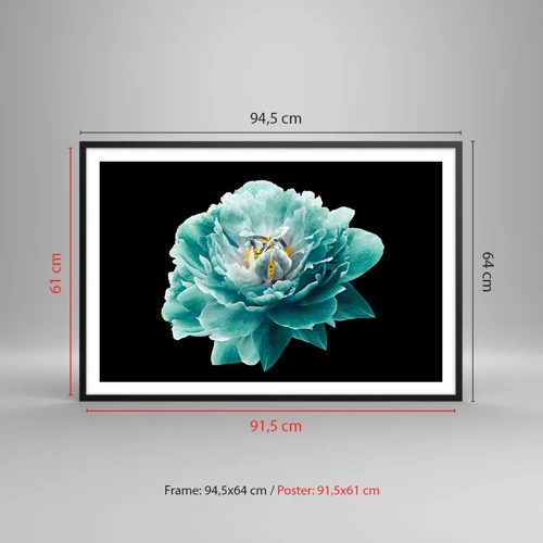 Poster in black frame - Blue and Gold Petals - 91x61 cm