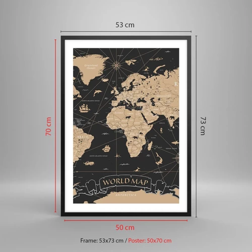 Poster in black frame - Borders of My World - 50x70 cm