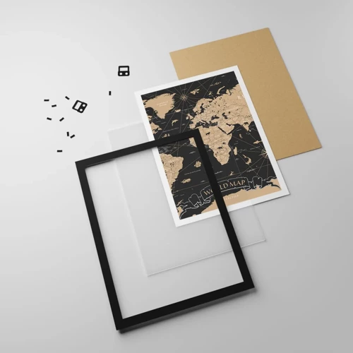 Poster in black frame - Borders of My World - 50x70 cm