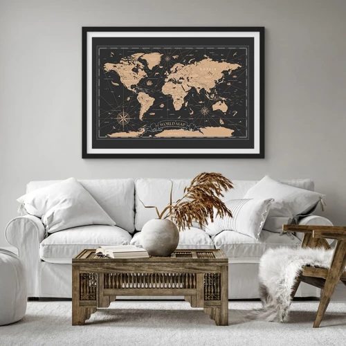 Poster in black frame - Borders of My World - 70x50 cm