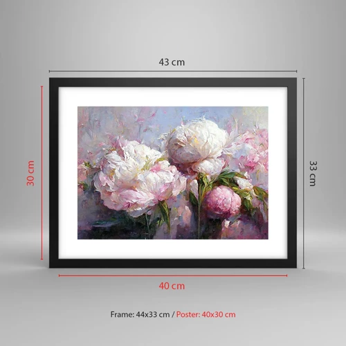 Poster in black frame - Bouquet Bubbling with Life - 40x30 cm