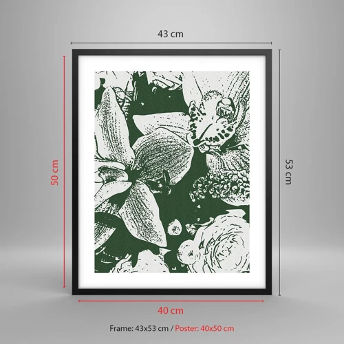 Poster in black frame - Bouquet - Green World - 40x50 cm