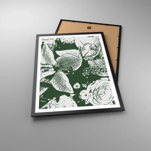 Poster in black frame - Bouquet - Green World - 50x70 cm