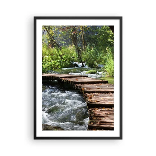 Poster in black frame - By the Foamy Cascade - 50x70 cm