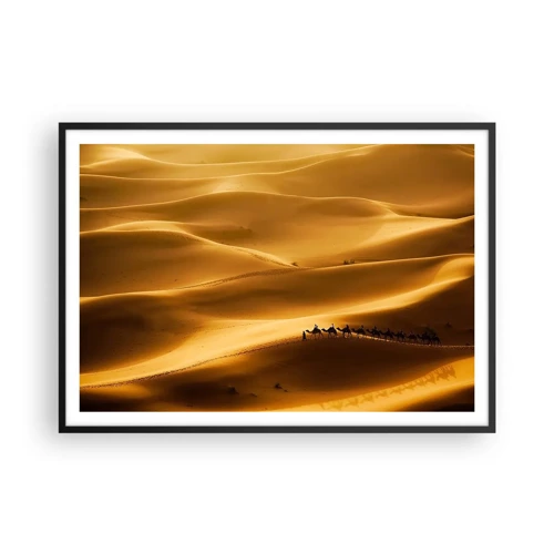 Poster in black frame - Caravan on the Waves of a Desert - 100x70 cm